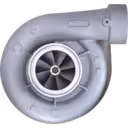Vue de face du turbocompresseur 3529718 HC5A avec carter compresseur et turbine