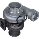 Vue du dessus du turbocompresseur 471036-0001 pour CAT 3406E avec tuyau en caoutchouc noir
