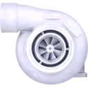 Turbocompresseur 6505-65-5020 KTR110L-3H4E pour Komatsu PC600-7, vue avant avec roue de turbine visible