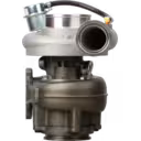 Vue avant du turbocompresseur HX40W 2881753 avec carter compresseur et flexible VNT