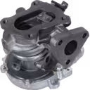 1515A029 turbocharger bottom view showing turbine housing and mounting flanges