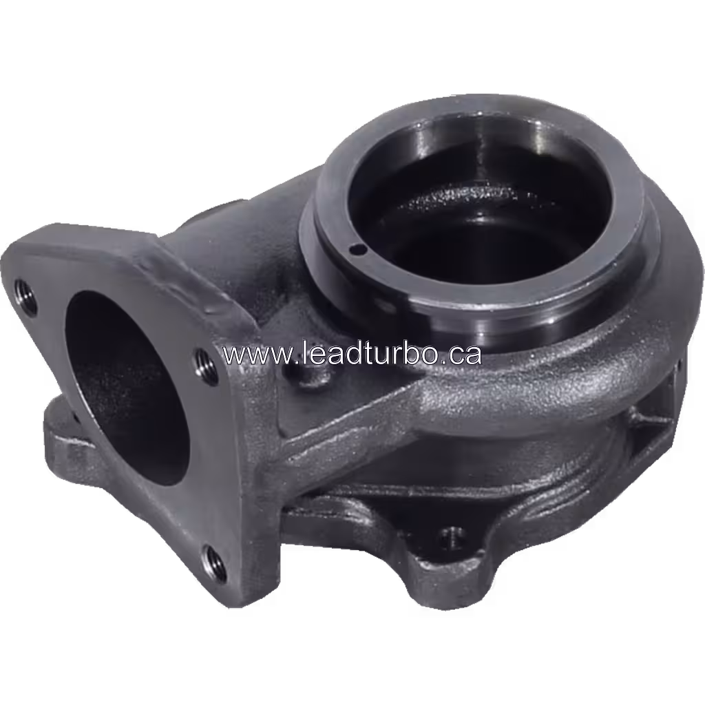 Aftermarket turbine housing 17299-67010 bottom view with mounting details