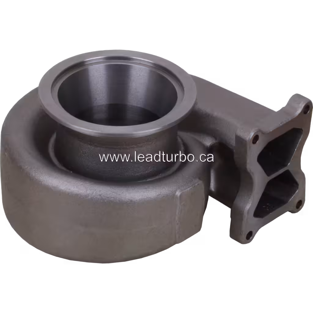 CUMMINS QSK38 turbine housing top view showing flanged exhaust inlet