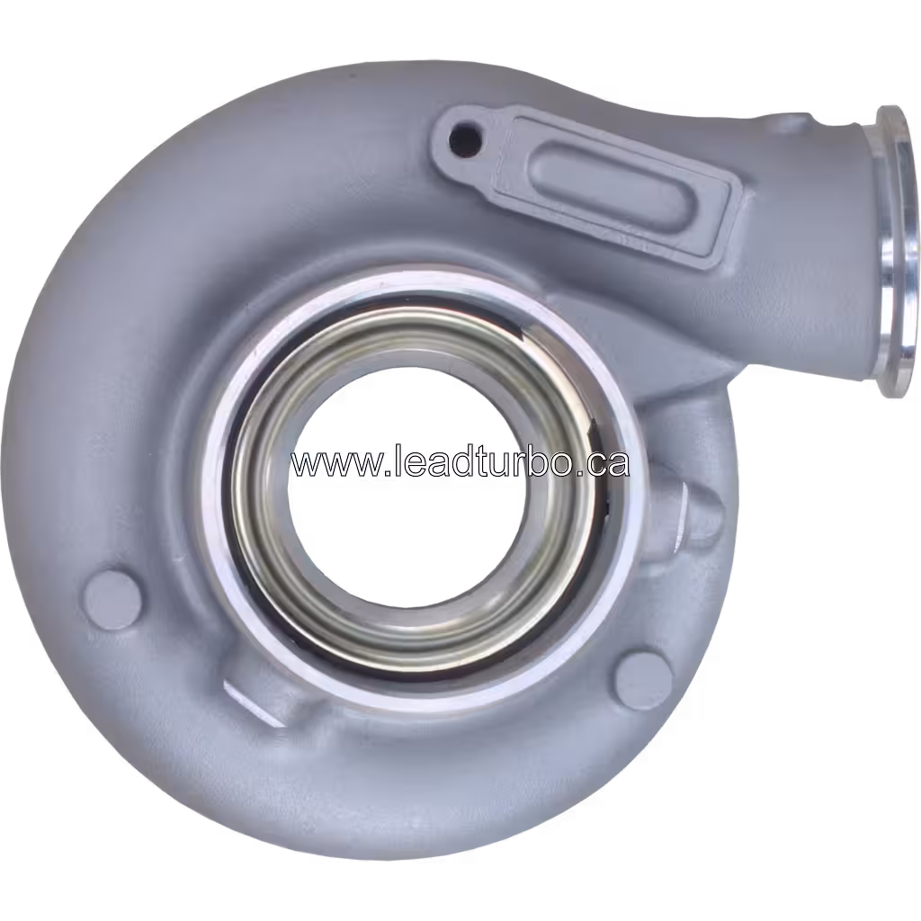 Turbocharger compressor housing with mounting tabs and threaded ports