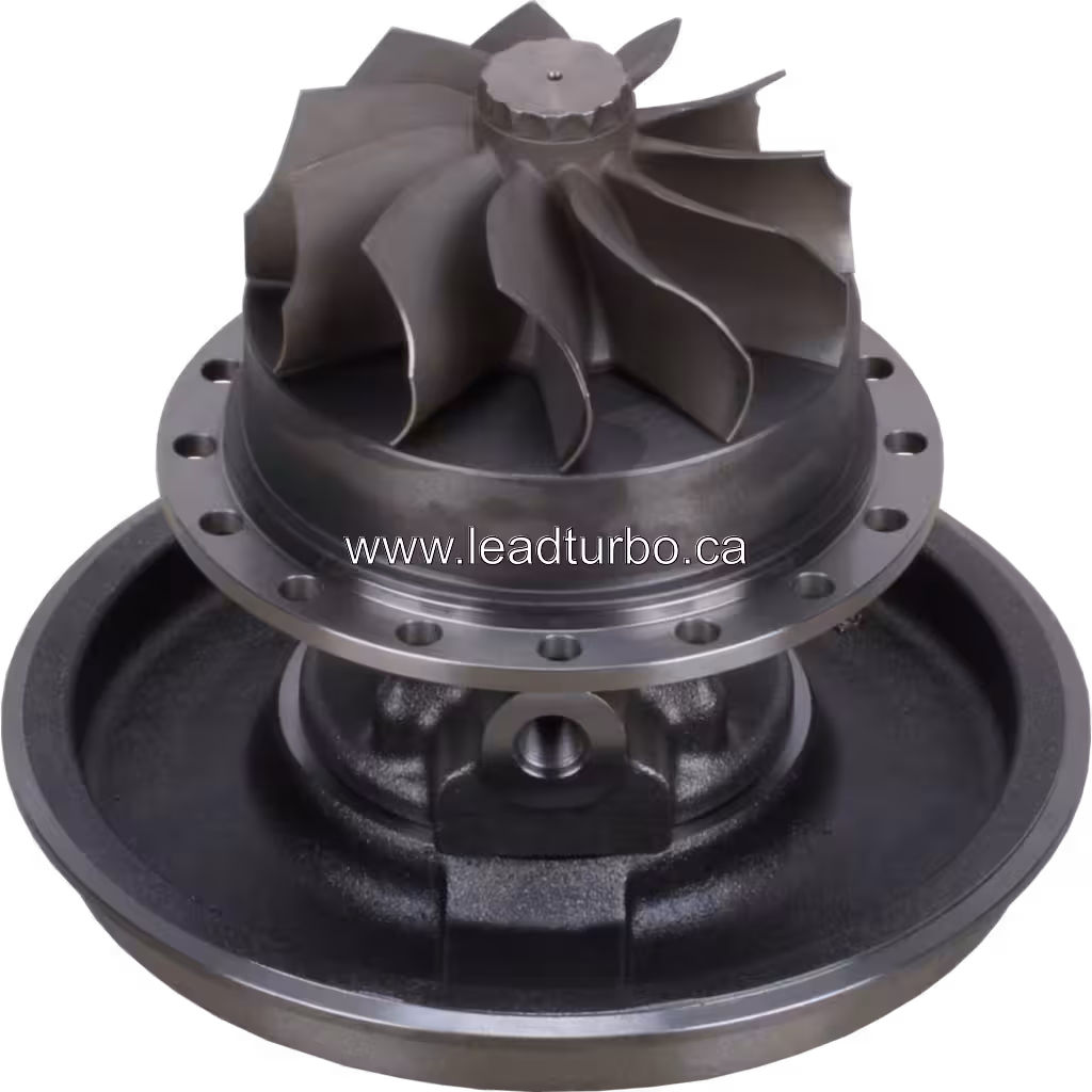 4027083 turbo core bottom view showing turbine wheel and shaft