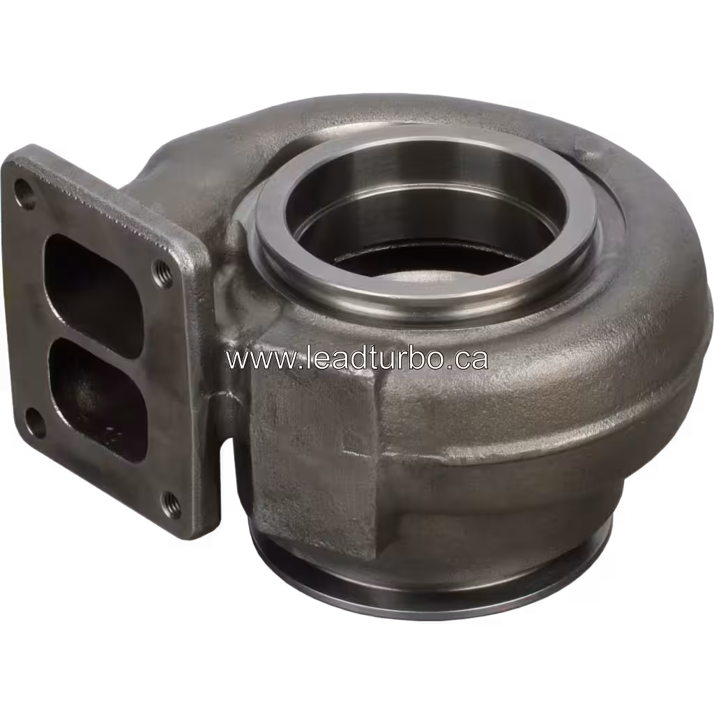 HX55 turbine housing top and bottom views showing mounting holes