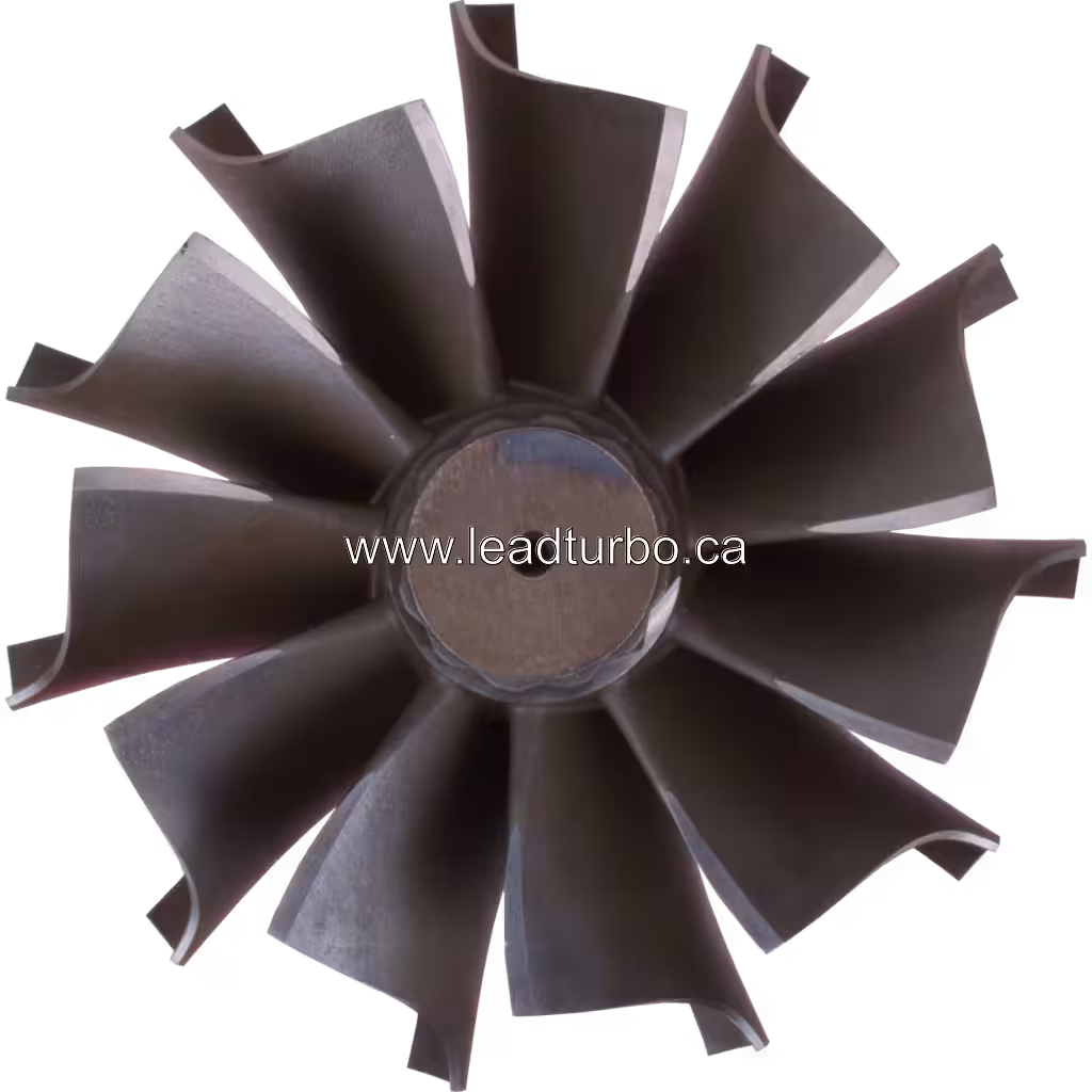 Front view of 4040227 turbine wheel with curved blades for Cummins Q19