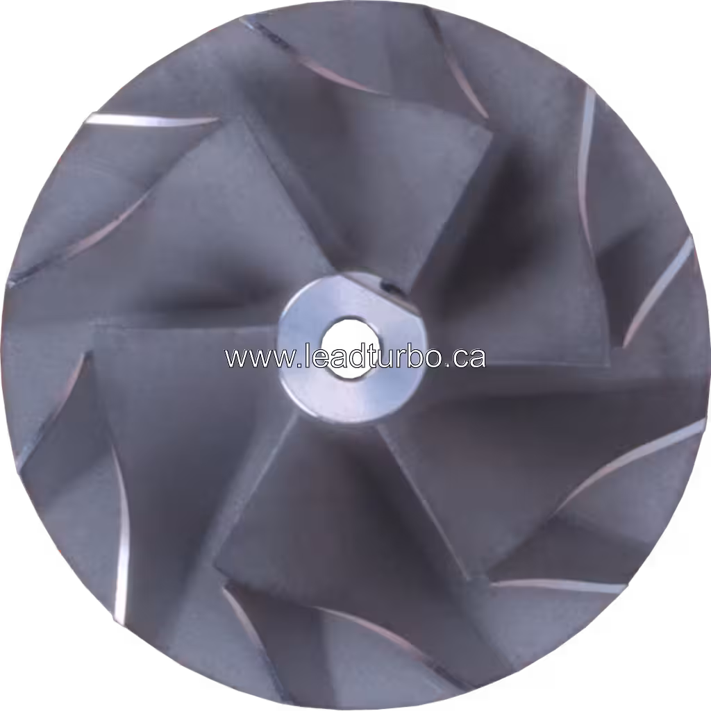 Top-down view of FOR 4047745 CW-M turbocharger compressor wheel blade arrangement