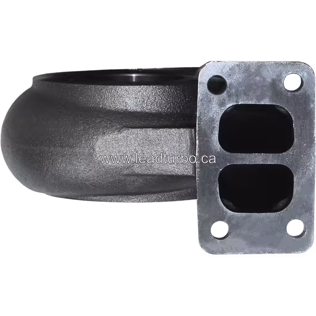 410424-0102 TO4E10 turbine housing front view with dual-port exhaust flange