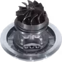Bottom view of 6505-51-7810 turbo core with three-hole mounting flange