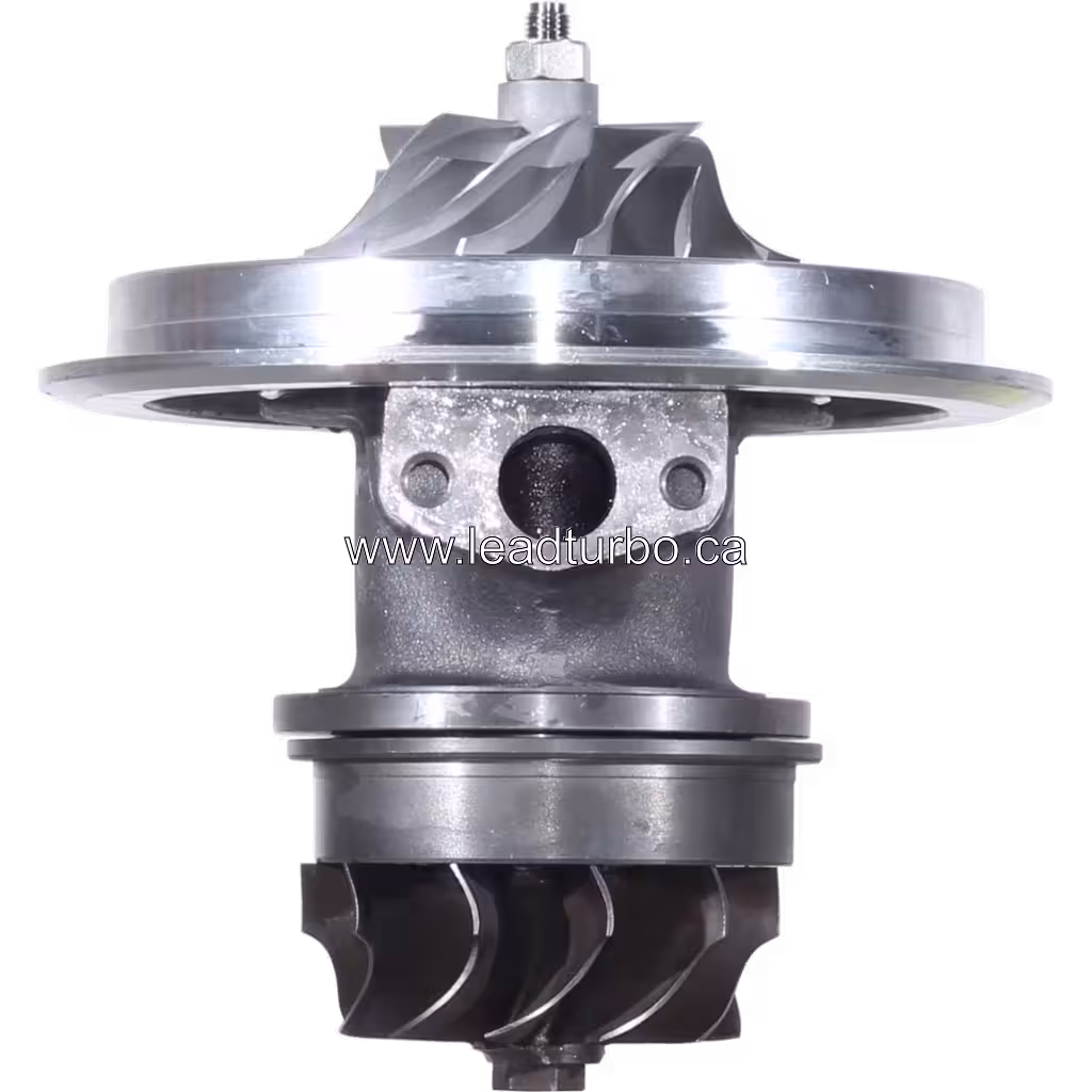 Front view of 6505-51-7810 KTR110G-QD6B turbo core with polished compressor wheel