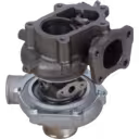 700716-5009 turbocharger bottom view with dark grey turbine housing