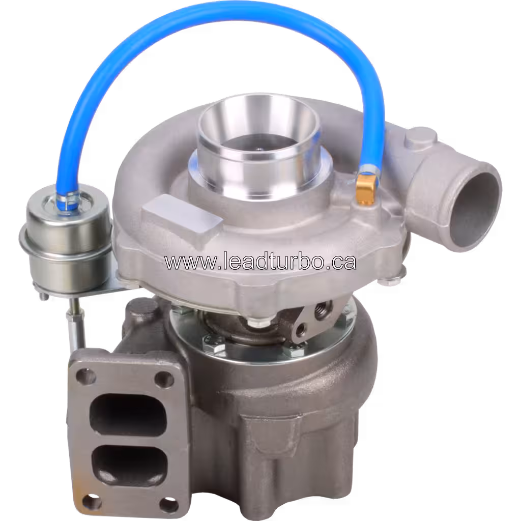GT3571S Turbocharger top view showing compressor housing and hoses