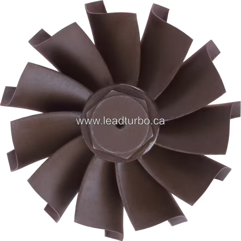 Vue latérale de la roue turbine 714322-0002 avec arbre fileté