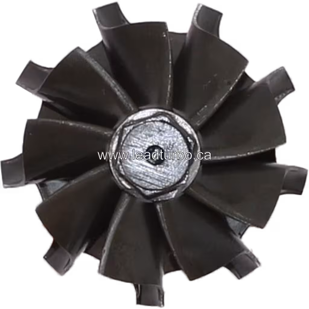 Top-down view of multi-bladed GT1749V turbine wheel for BMW M47TU