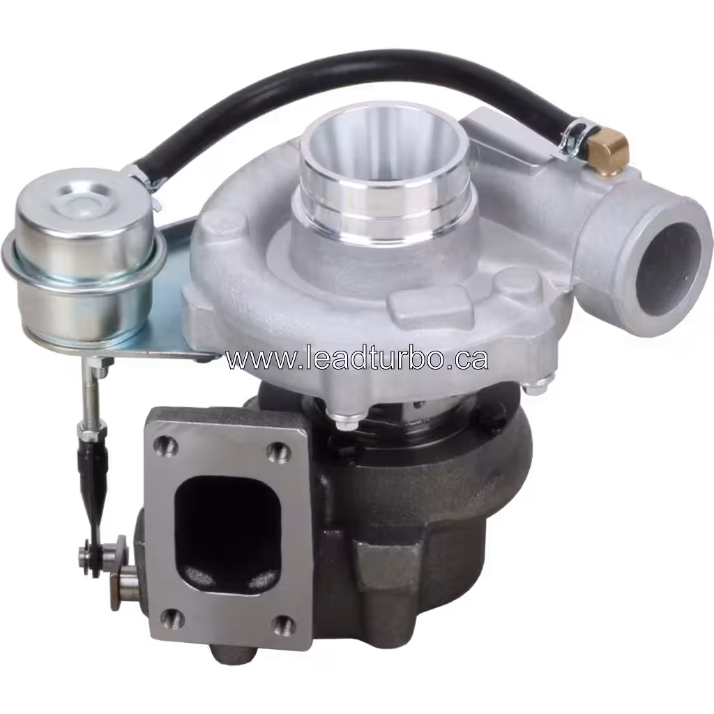 Front view of 738769-5004 turbocharger showing compressor inlet and turbine housing