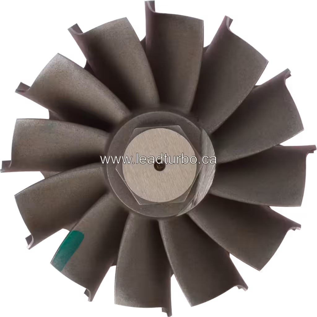 Top view of GTB4708BLN turbine wheel assembly for CAT 3508B