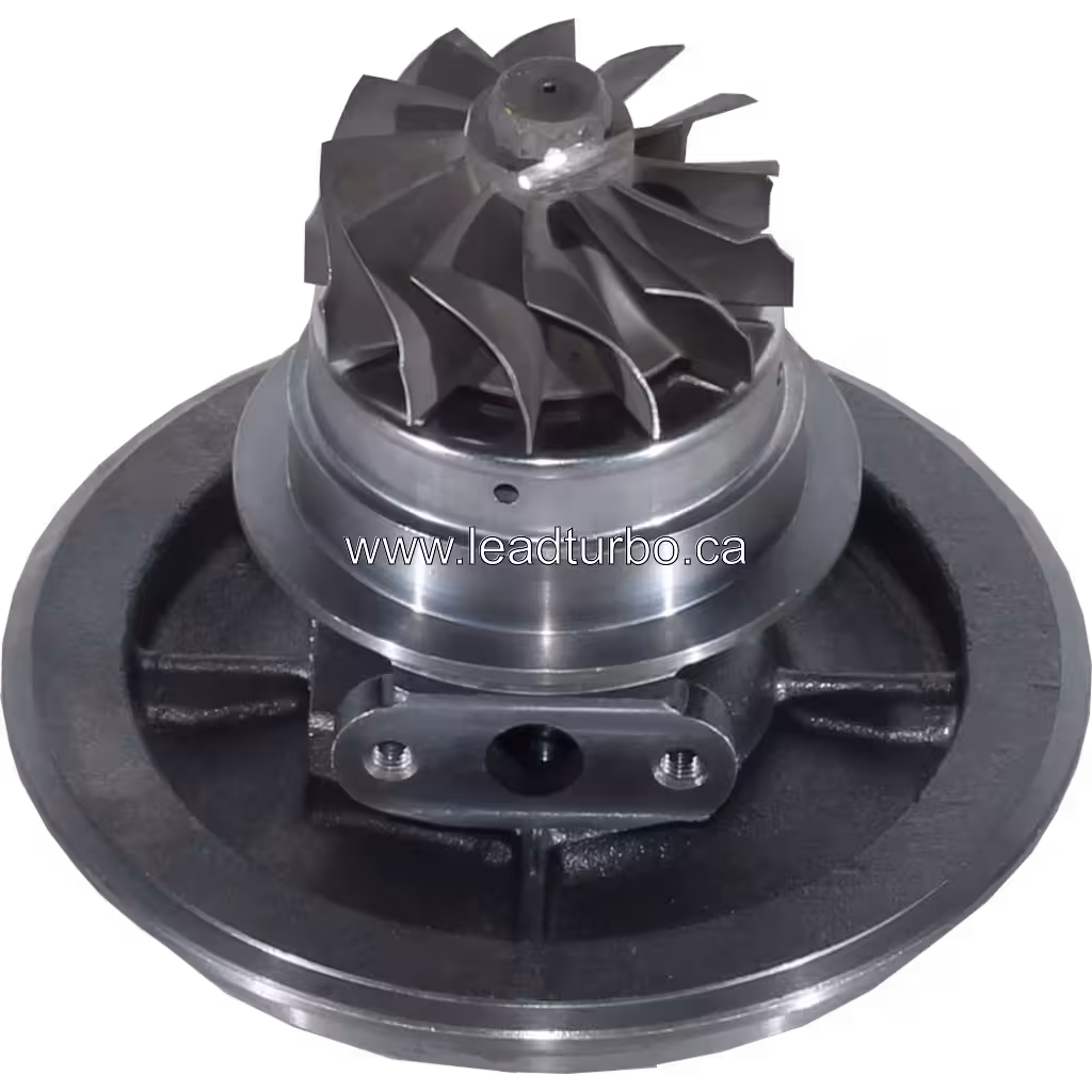 Vue de dessous du core 3575182 HX55 avec boîtier turbine et bride de fixation