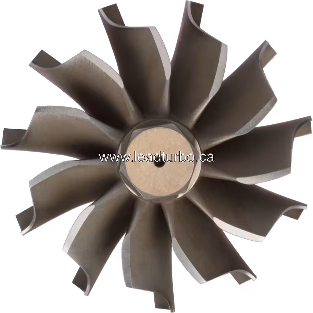 Roue de turbine CAT 442208-0001 vue de dessus avec arbre fileté