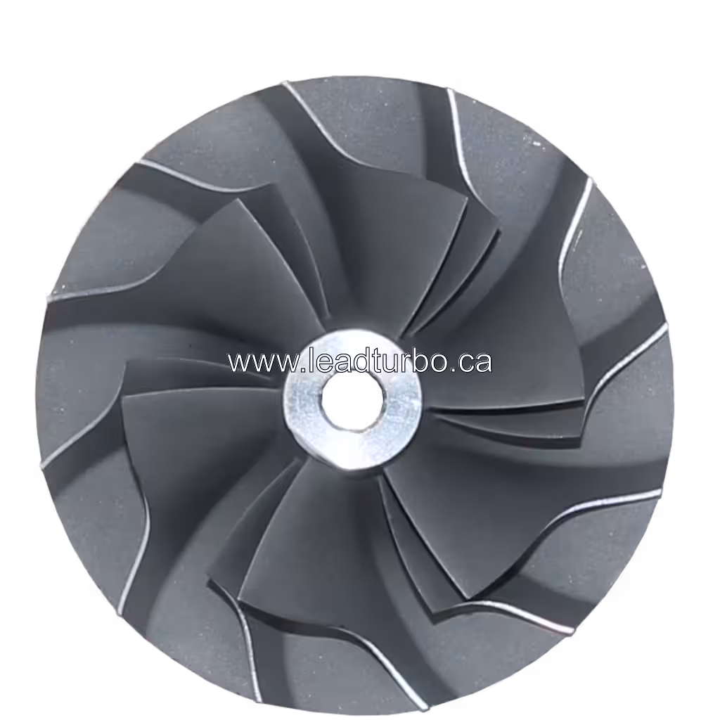Roue de compresseur TD05HR-16G6 10 5T vue à 45 degrés, surface usinée
