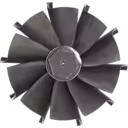 Vue de dessus de la roue de turbine 728444-0001 montrant les aubes radiales et l'écrou central