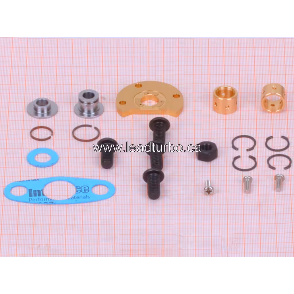 Turbocharger repair kit components laid out