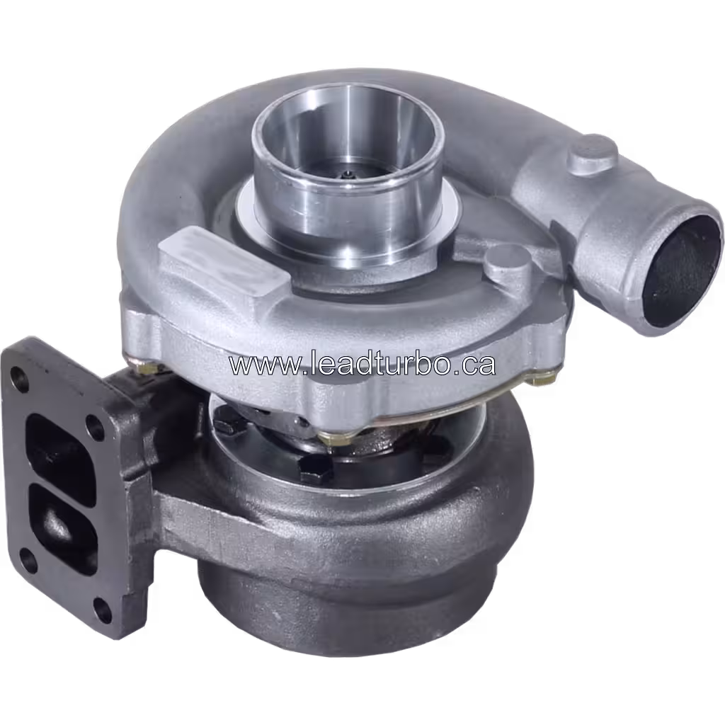 Turbocompresseur Perkins 3054-D-T vue supérieure montrant la bride de turbine