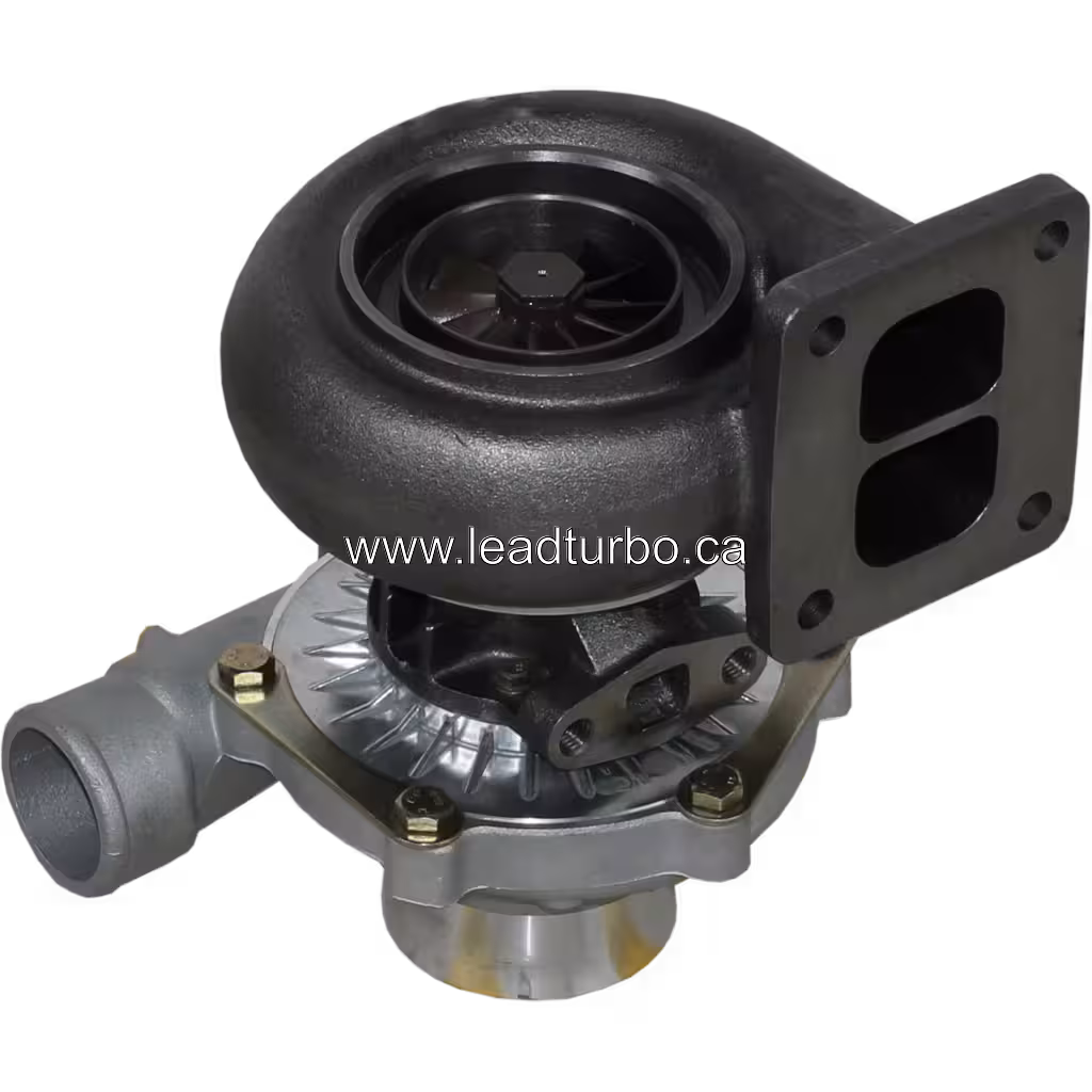 Vue de dessous du turbocompresseur 6138-82-8200 montrant la roue turbine