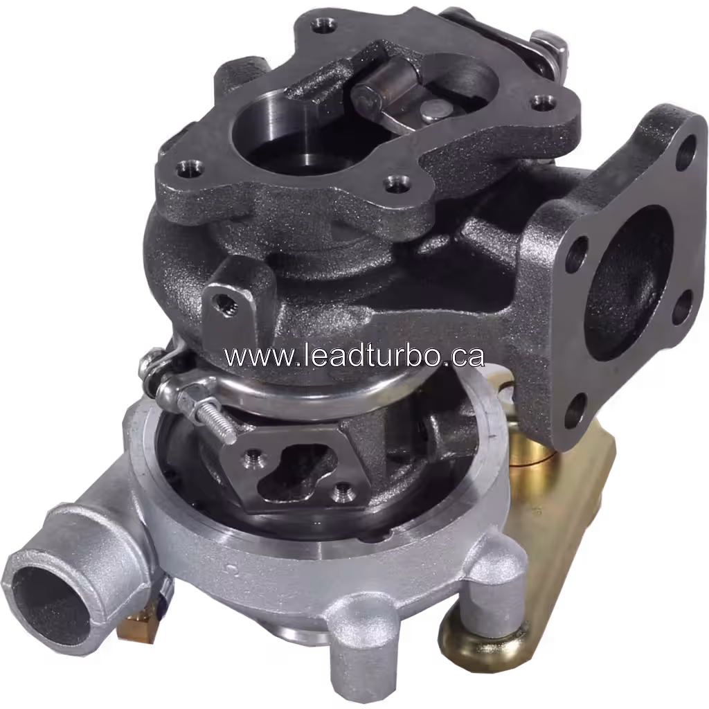 Turbocompresseur 17201-64150 vue du dessus avec entrée turbine peinte en rouge
