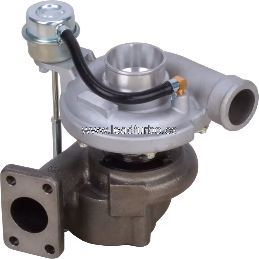 Turbocompresseur Perkins 1104C-44T réf. 711736-5026, vue du dessus à 45 degrés