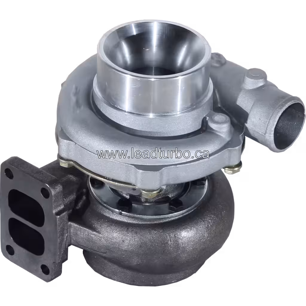 Two-part housing assembly of CAT 3116T turbocharger showing mounting bolts and gasket interface