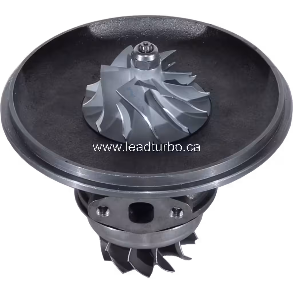 HINO K-111 K13C turbo core top view with mounting flange and bearing housing