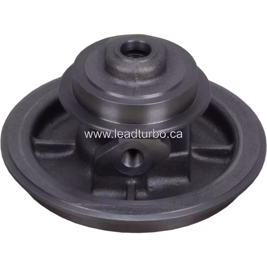 4038184 HX52 bearing housing bottom view showing radial support ribs and threaded port