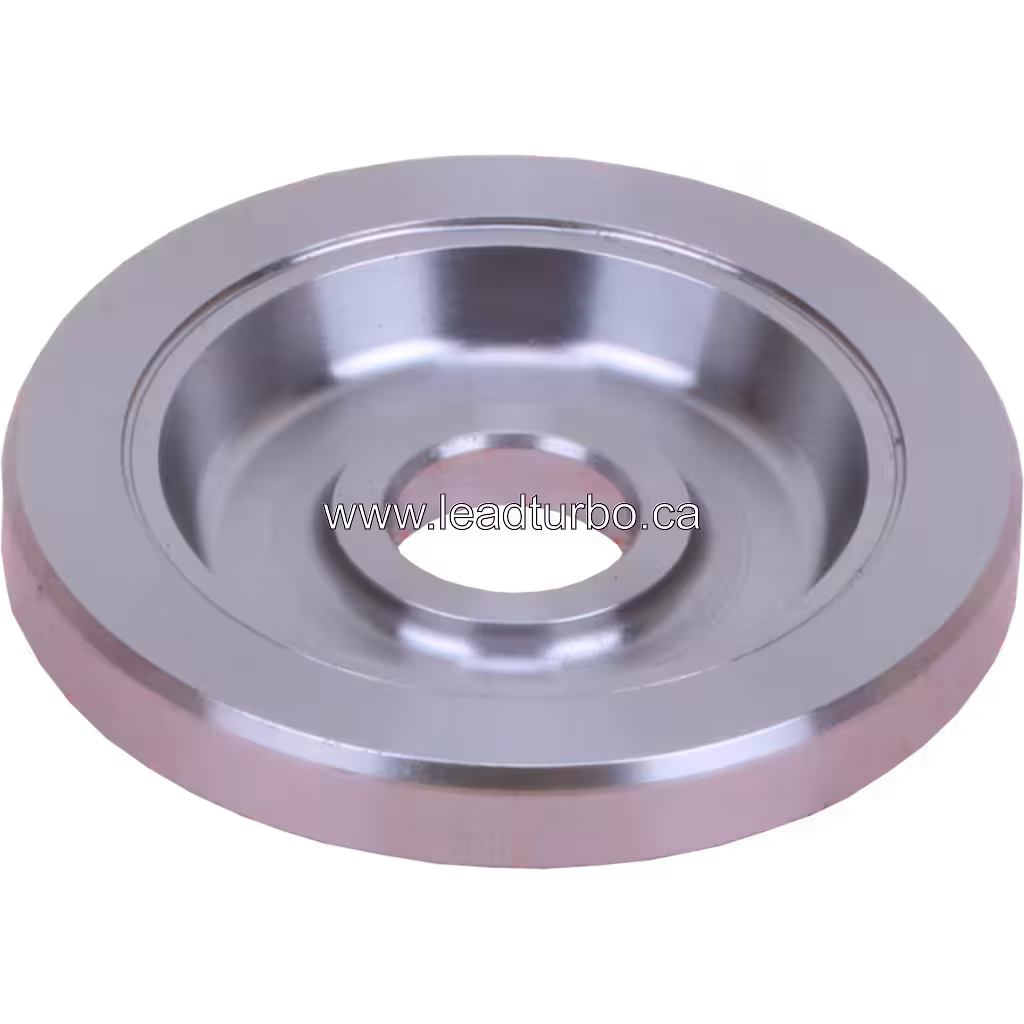 Cummins ISM HX55 turbo back plate bottom view with recessed bowl cavity