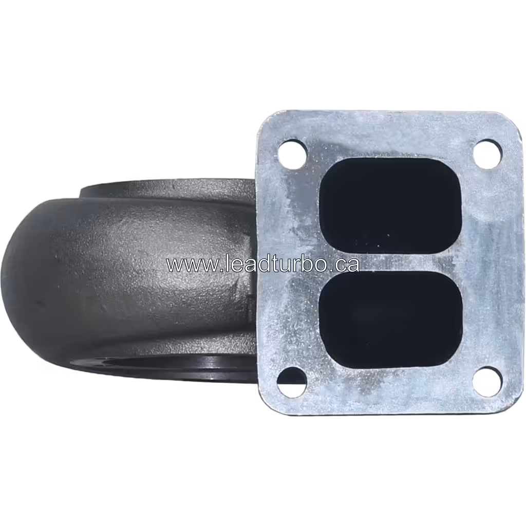 408667-0023 TO4B91 turbine housing front view with two-port rectangular flange
