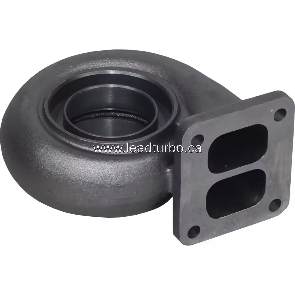 408667-0023 turbine housing top view showing volute design and cast metal finish