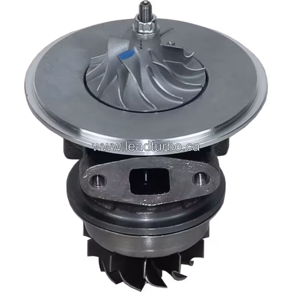 Top 45-degree view of TA3123 turbo core with mounting bolt for Perkins 1004-4
