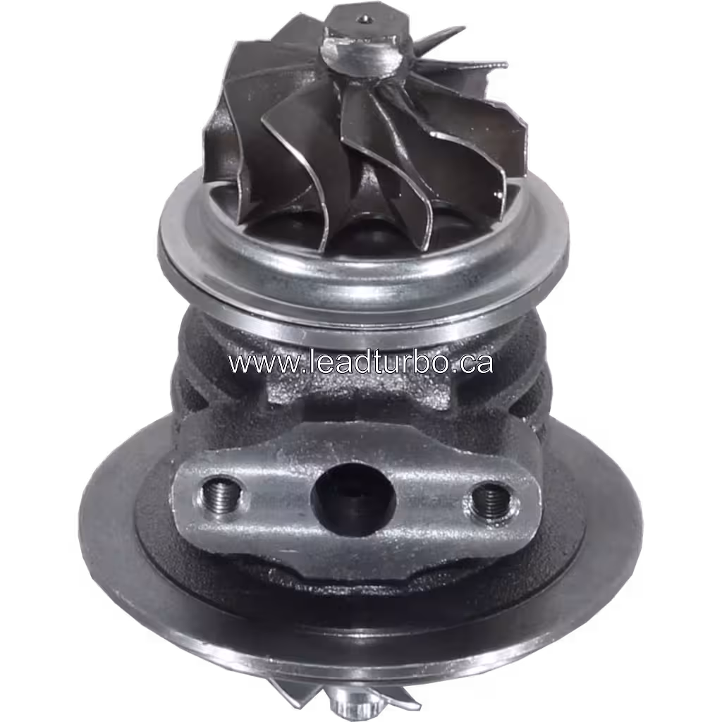 443854-0065 turbo core bottom 45-degree view showing turbine wheel