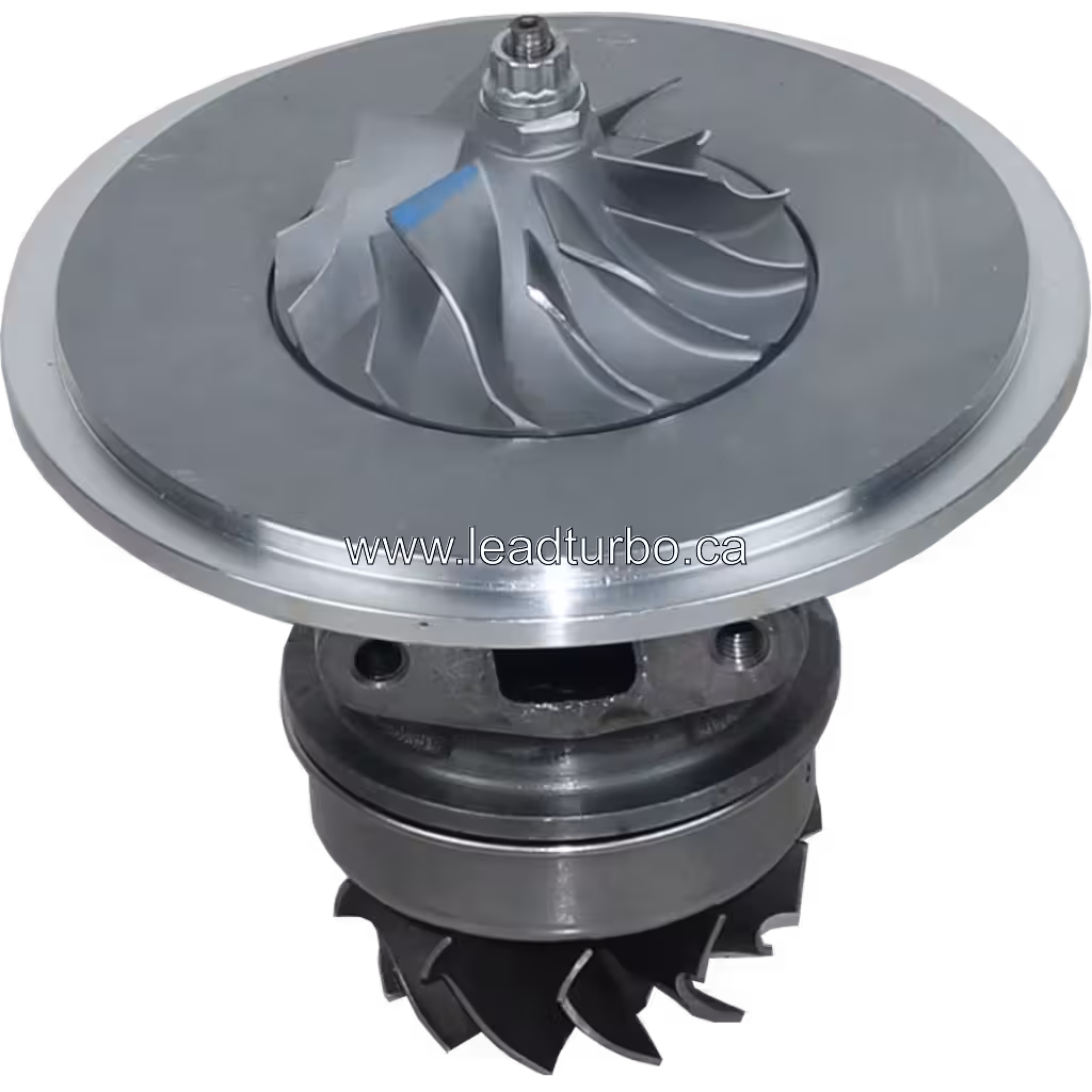 TO4E04 CHRA top view of turbine wheel with curved blades