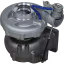 452281-5016 turbocharger top view showing dark grey turbine housing and control rod related hardware