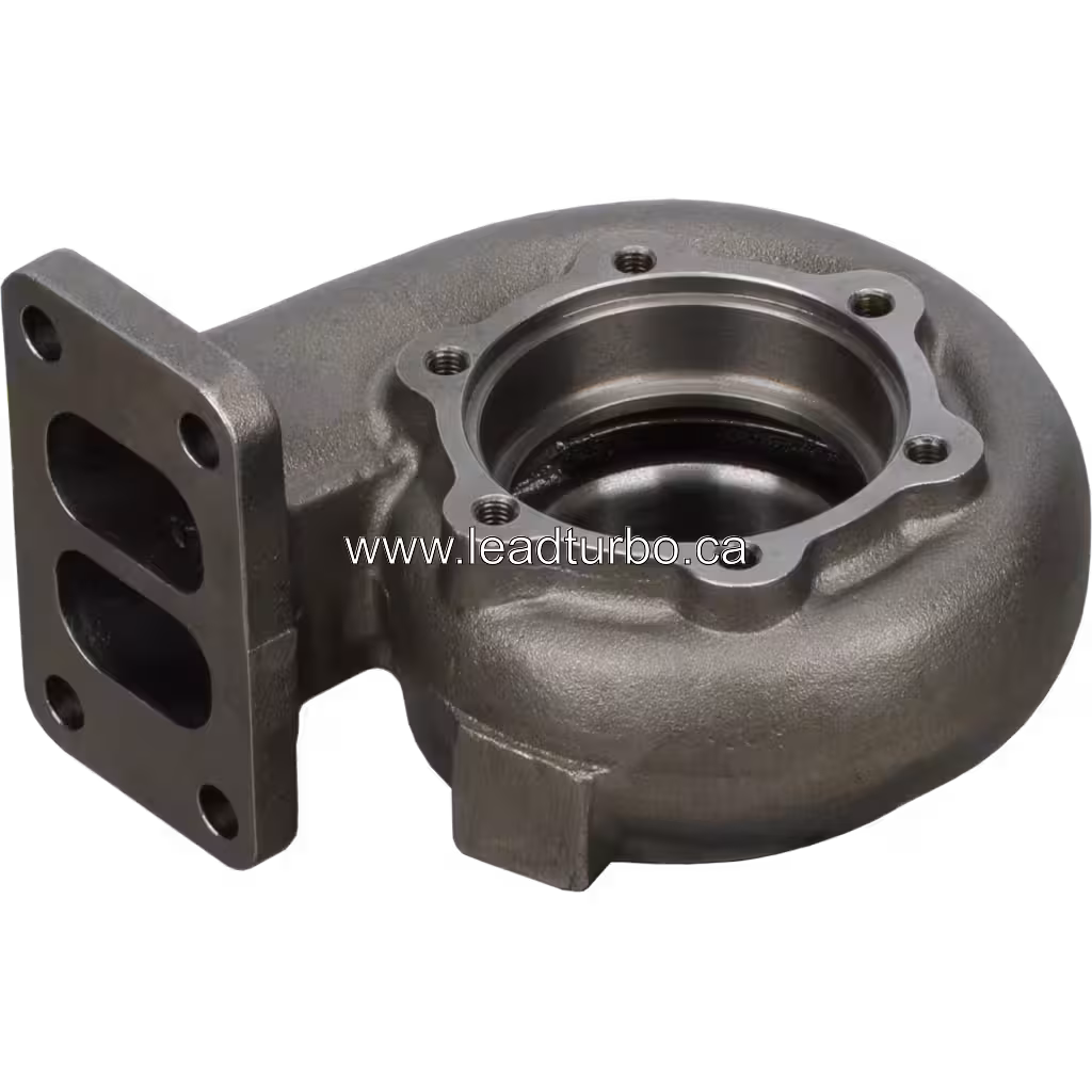 TA3106 turbine housing top view showing exhaust flange and bolt holes