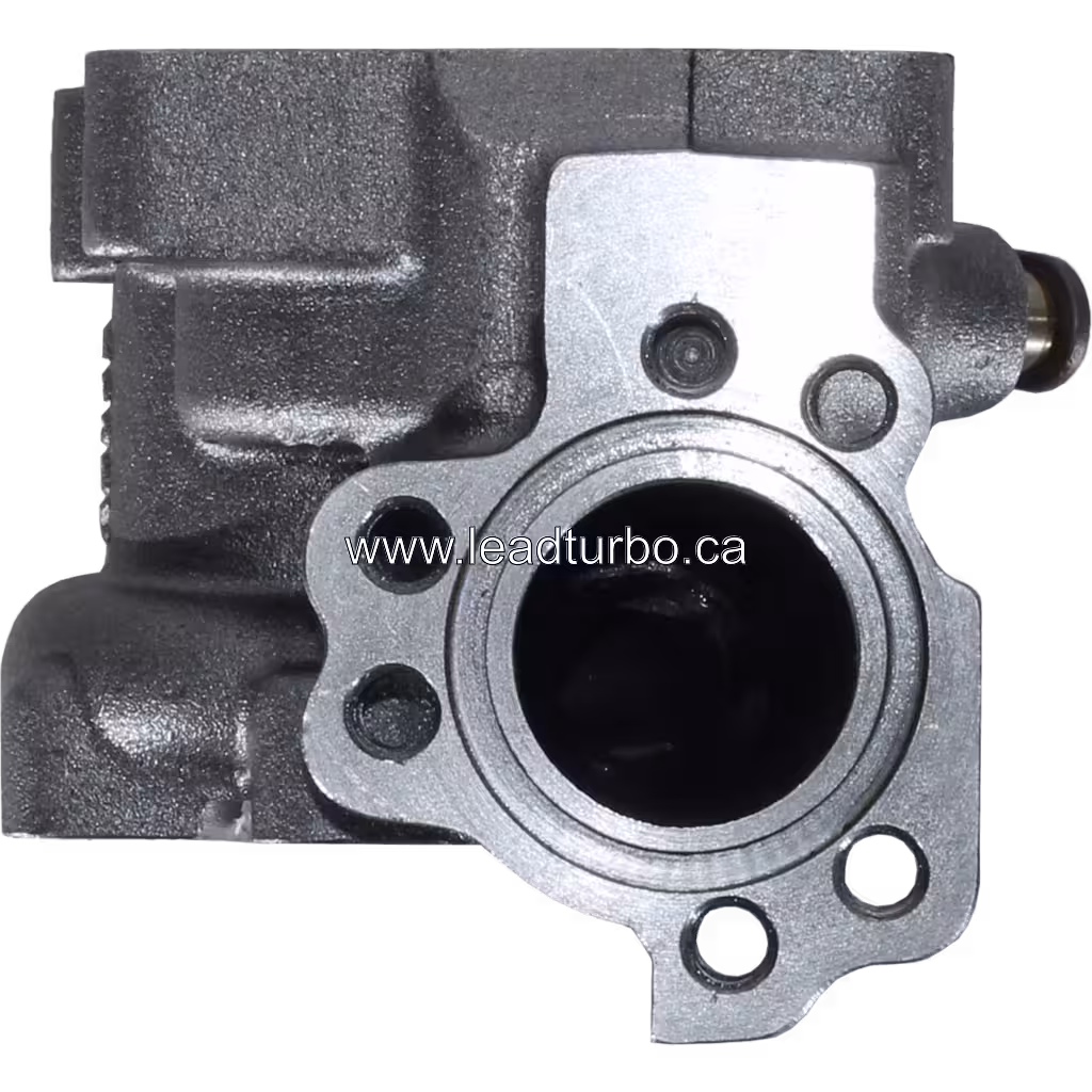 Front view of 53031008008 turbine housing with central opening and flanged mounting face