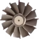 Front view of 754193-0003 turbine wheel showing blade curvature
