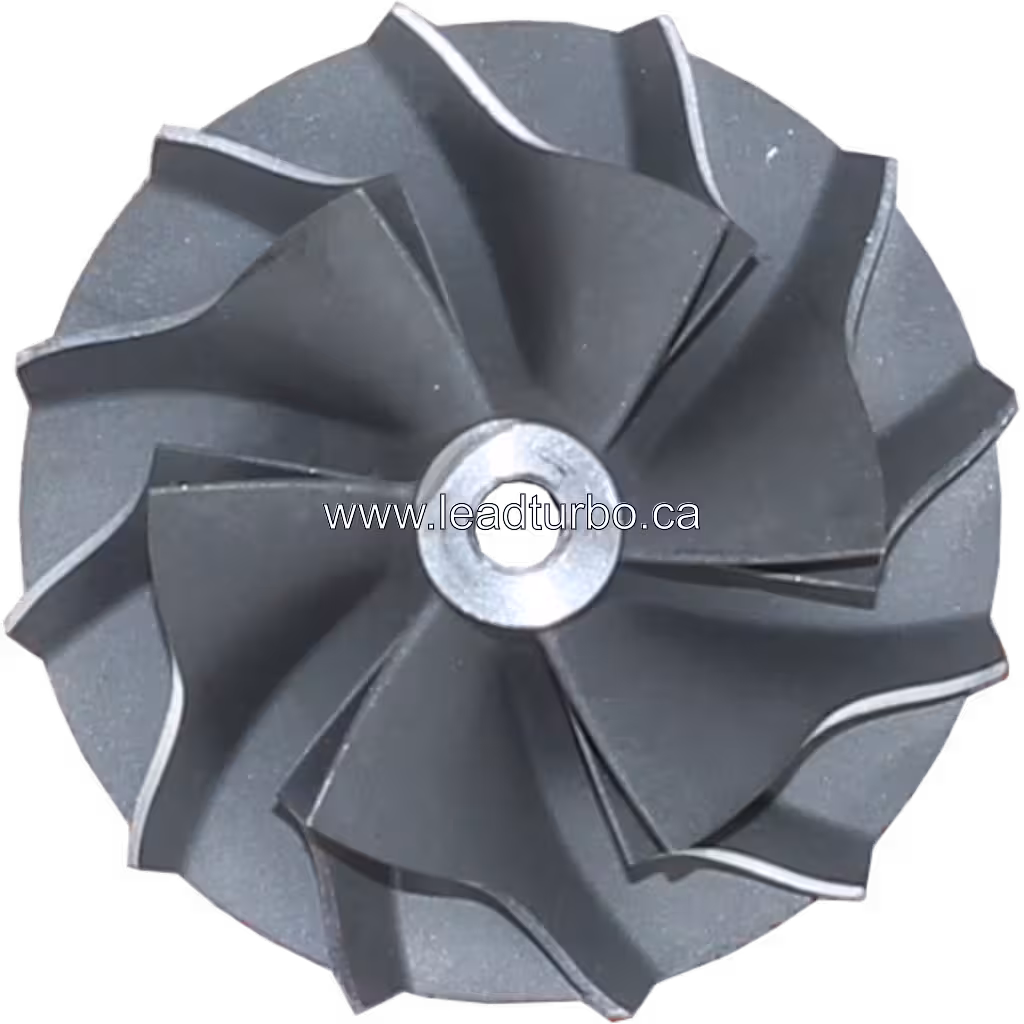 Turbocharger compressor wheel component close-up