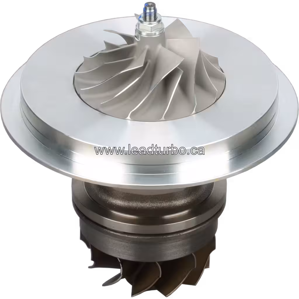 Core turbo KTR110G-Q76B avec roue compresseur et turbine vue 45 degrés