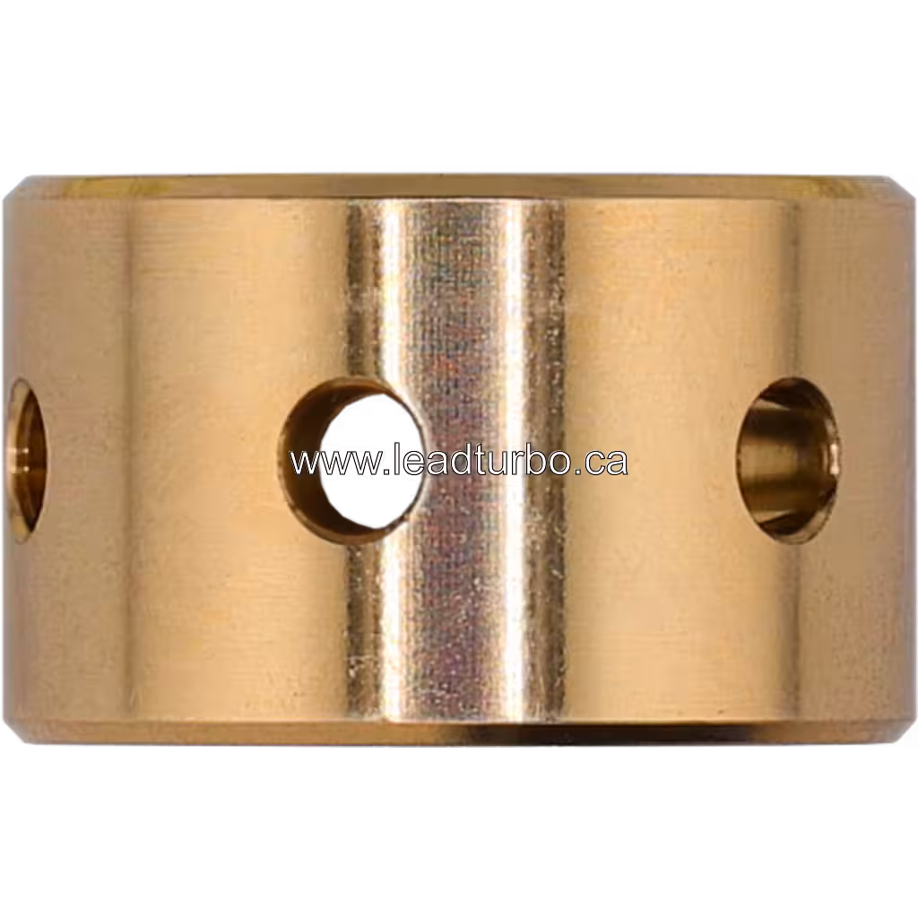 Cylindrical brass-colored HE431V journal bearing sleeve with radial holes