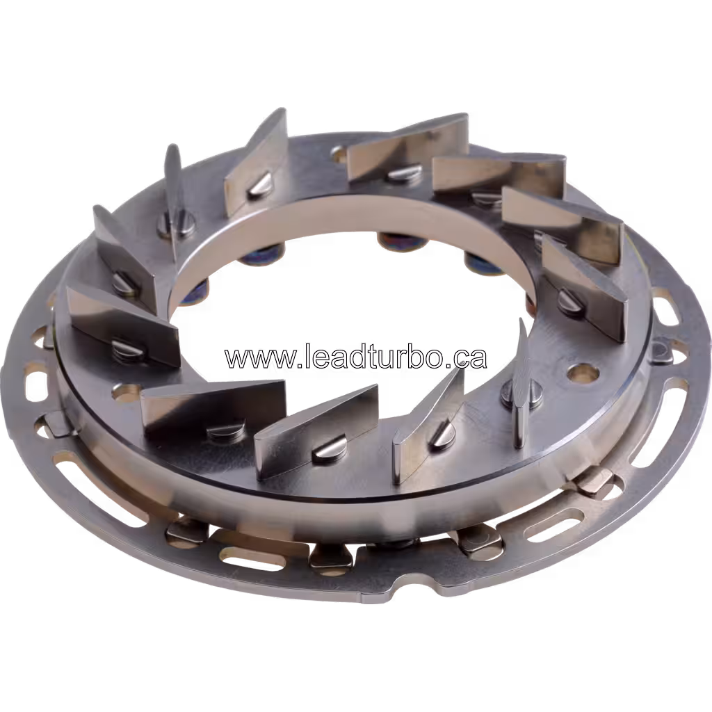 Turbocharger nozzle ring assembly close-up view
