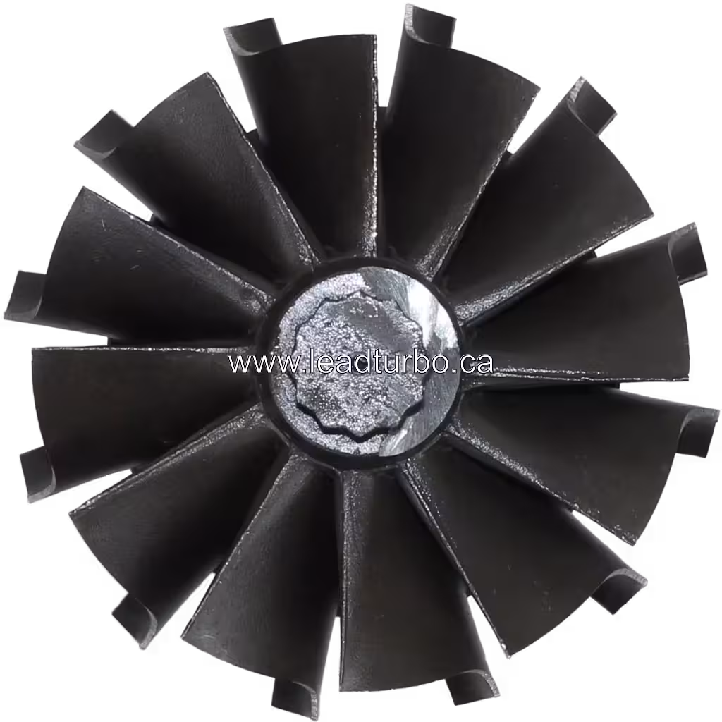 Vue de dessus de la roue de turbine J96 montrant le moyeu central