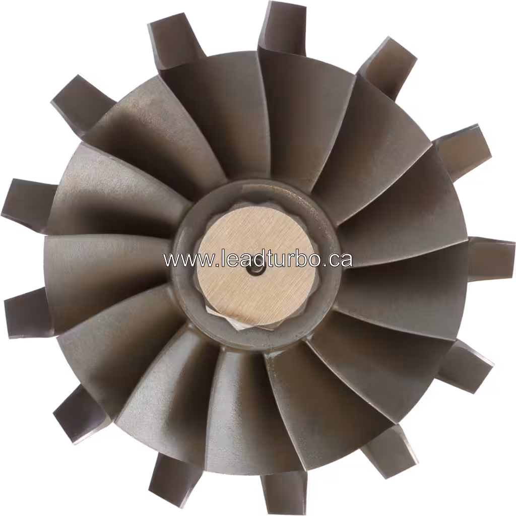 Vue de dessus de la roue de turbine J96 montrant l'arrangement des aubes