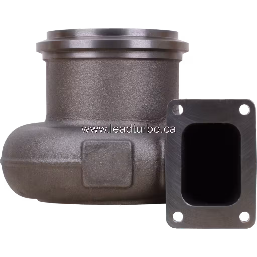 Turbine housing 3590265-cast-1 HX83 vue avant, corps en fonte grise avec bride d'admission circulaire
